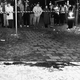 The pool of blood on a Stockholm City pavement where Swedish Prime Minister Olof Palme was assassinated shortly before midnight on Friday, Mar. 1, 1986 in Stockholm.